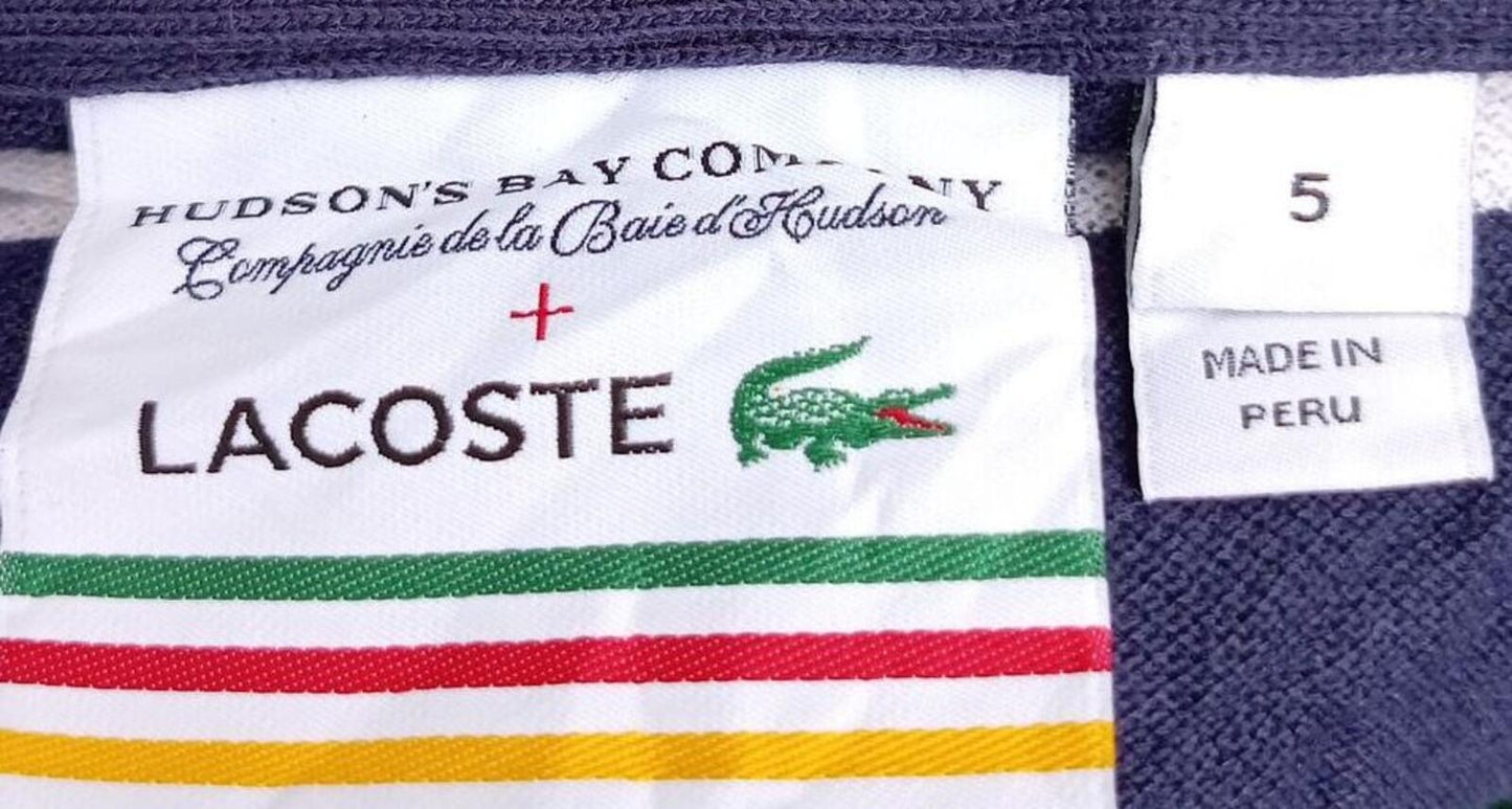 Lacoste x Hudsons Bay Company Striped Polo Shirt Mens Large L Multi Colour Croc
