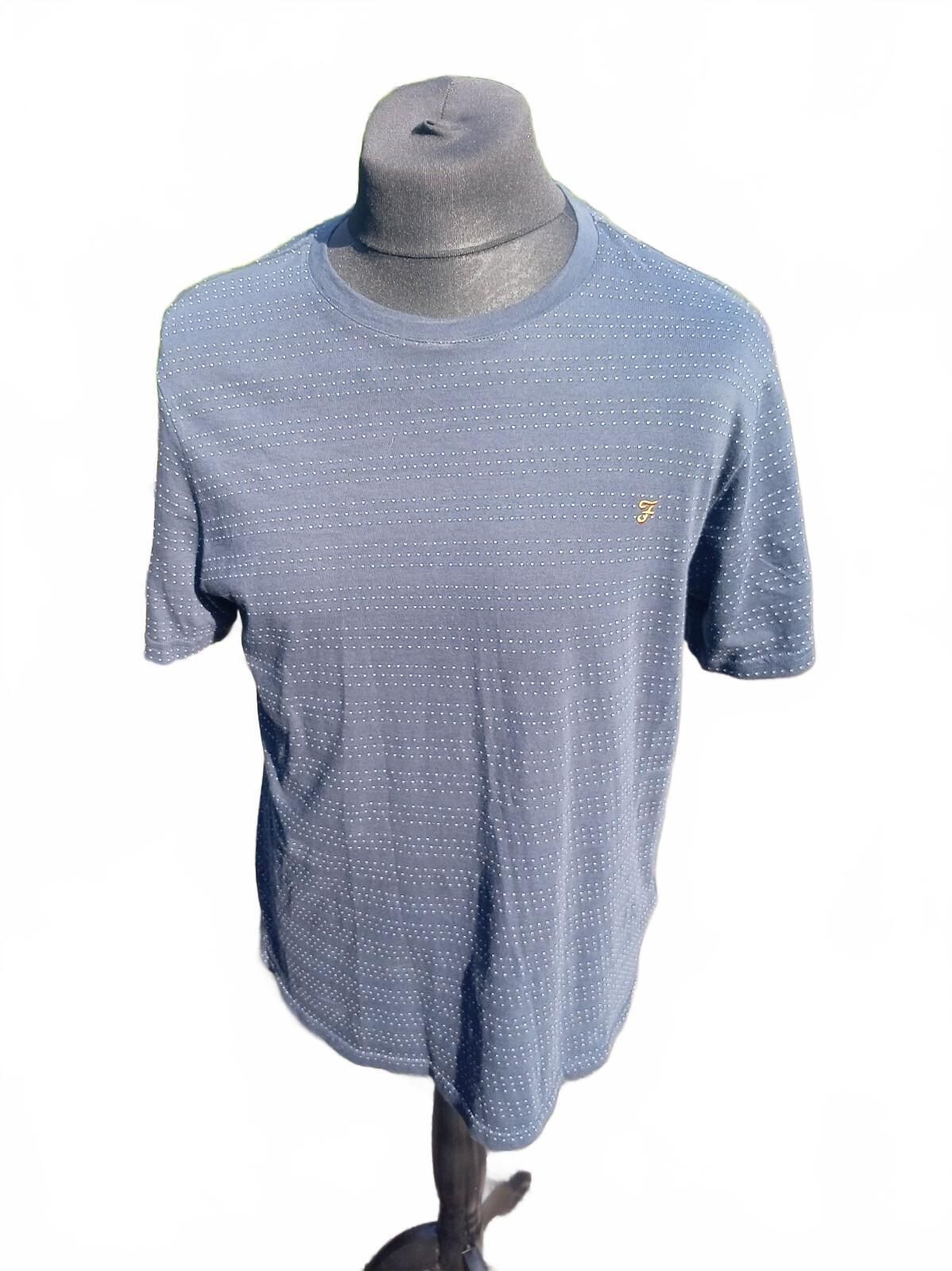 Farah Blue Patterned Short Sleeve T-Shirt - XL 23" P2P