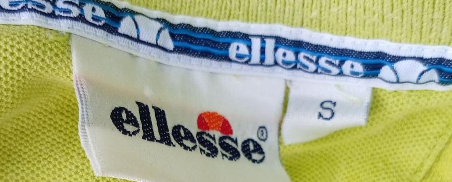Ellesse Yellow Embroidered Logo Short Sleeve Polo Shirt Size S