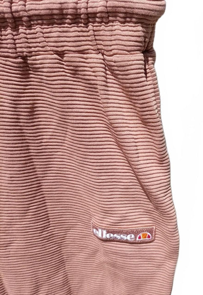 Ellesse Ribbed Joggers – Waist 28–36" – Pink – Logo – Excellent Condition