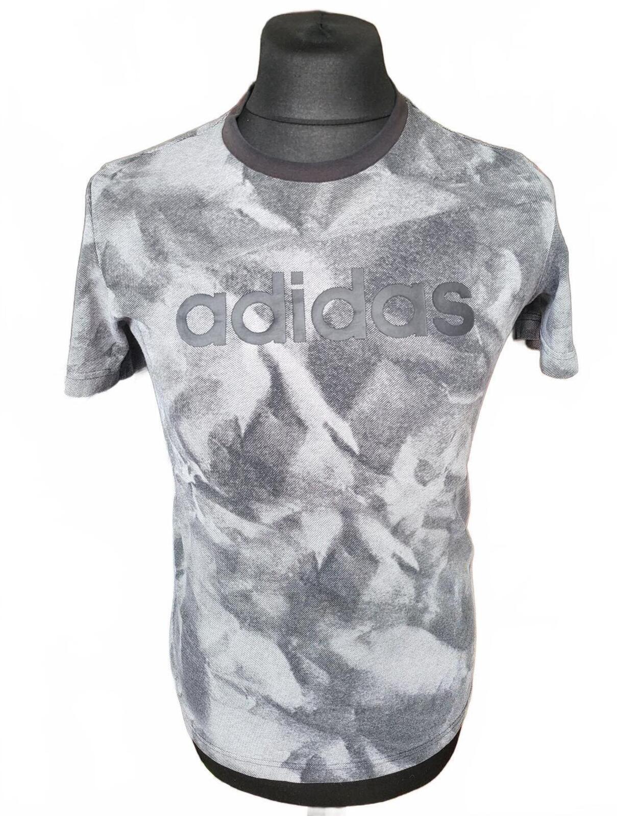 Adidas Men's Grey Abstract Pattern Logo T-Shirt - Size XS (34" Chest)