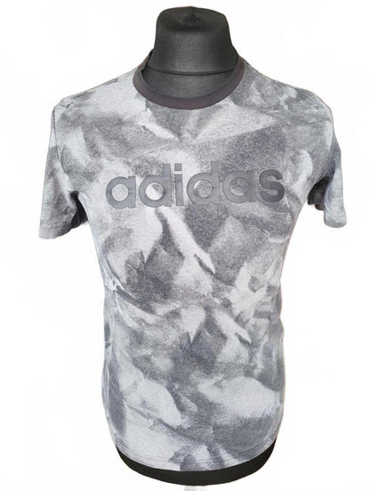 Adidas Men's Grey Abstract Pattern Logo T-Shirt - Size XS (34" Chest)