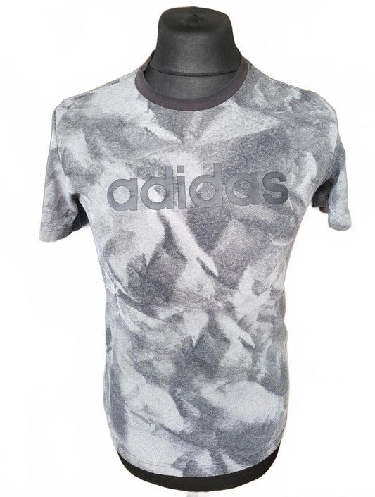 Adidas Men's Grey Abstract Pattern Logo T-Shirt - Size XS (34" Chest)