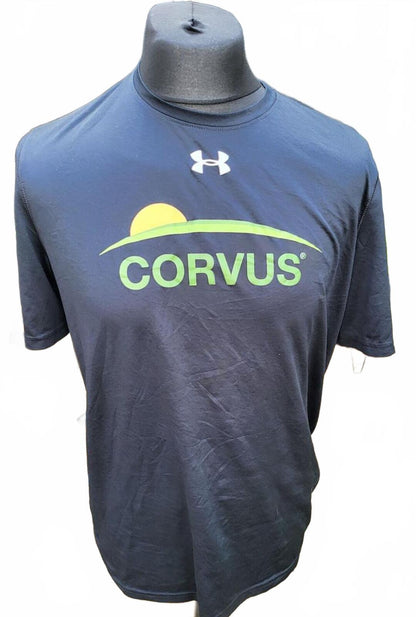 Under Armour Medium Grey Gym Tee - Green Sun Logo Graphic