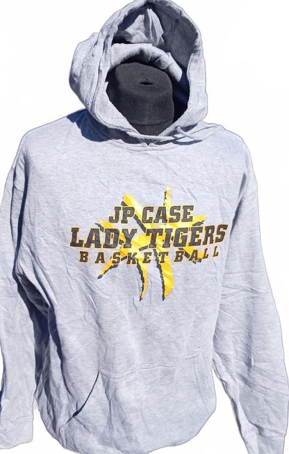 JP Case Lady Tigers Basketball Grey Hoodie Sweatshirt - XL 24" P2P
