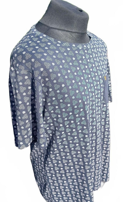 Men's Navy Blue Patterned Farah T-Shirt with Chest Pocket - XL 23" P2P