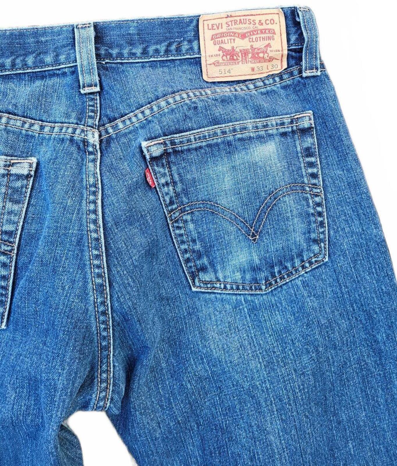 Levi’s 514 Straight Jeans W33 L30 – Blue Denim – couple of battle scars