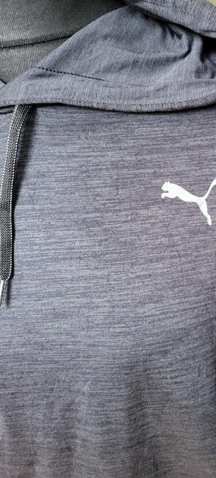 Puma Grey Lightweight Hoodie with Drawstring Hood and Front Pocket