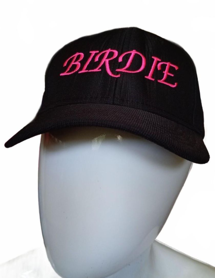 Top Hat BIRDIE Baseball Cap – Black/Pink Embroidery – Adjustable Golf Hat