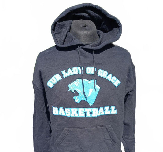 Fruit of the Loom Heavyweight Our Lady of Grace Basketball Hoodie XL Black