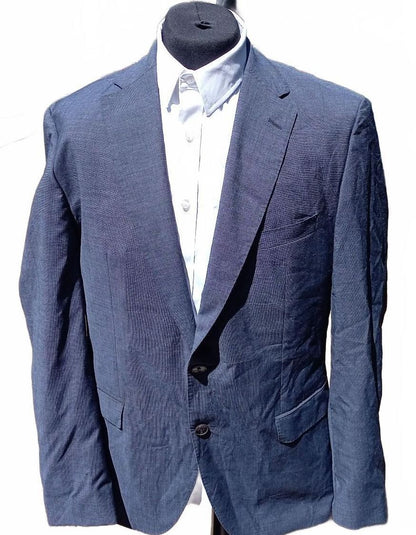 Hugo Boss Men's Suit Jacket Blue Textured UK 44R EU 54 Regular Fit