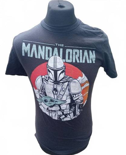 The Mandalorian Black Graphic T-Shirt with Baby Yoda Design - Small