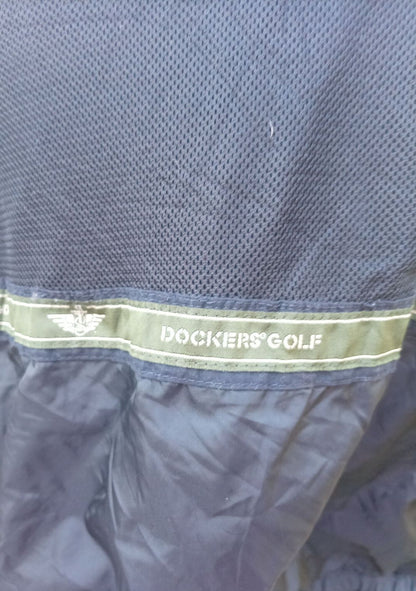 Vintage Dockers Golf Jacket Mens M Navy Blue Oversized 90s Windbreaker 24 P2P