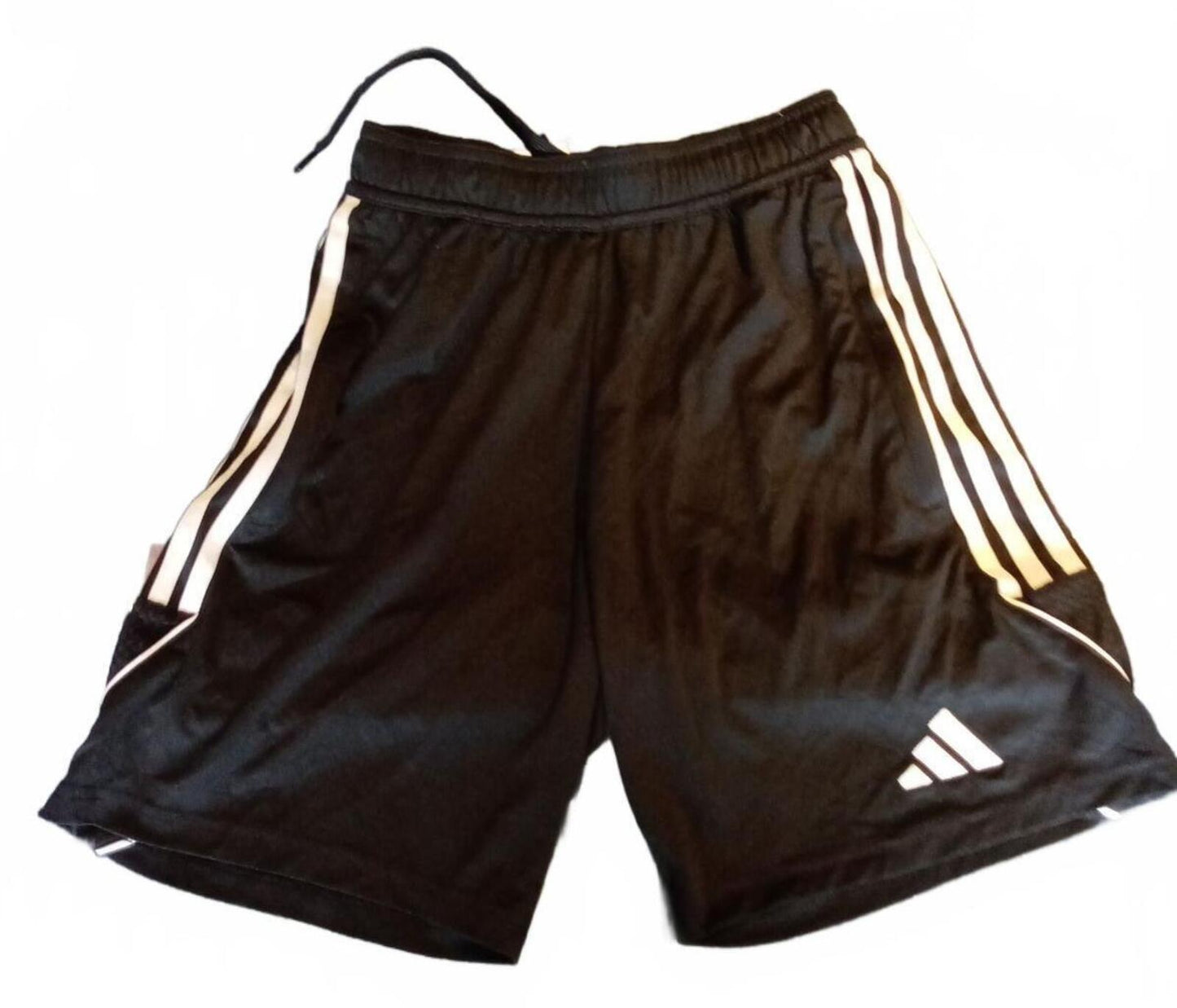 Adidas Black Athletic Shorts with White Stripes Size S