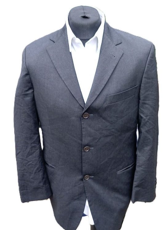 Vintage Hugo Boss Germany Blazer Jacket 38R 40R Grey Virgin Wool Nobely/Sigma