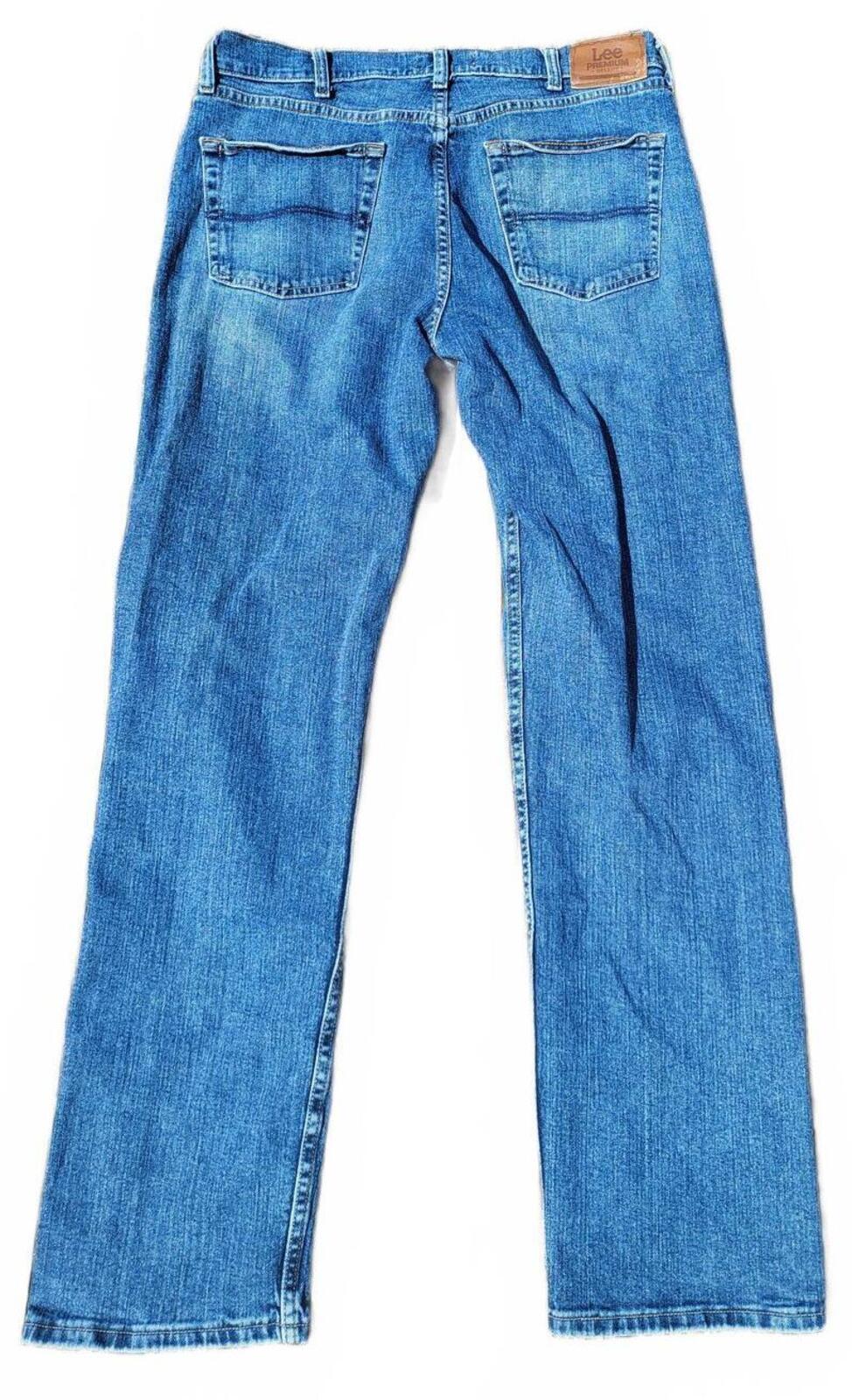 Lee Men's Regular Fit Straight Leg Jeans W36 L34 Blue Denim Comfort Stretch