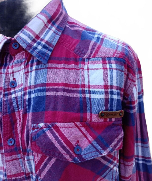 Brandit XL Shirt – Regular Fit – Red/Blue/White Check – Casual Workwear