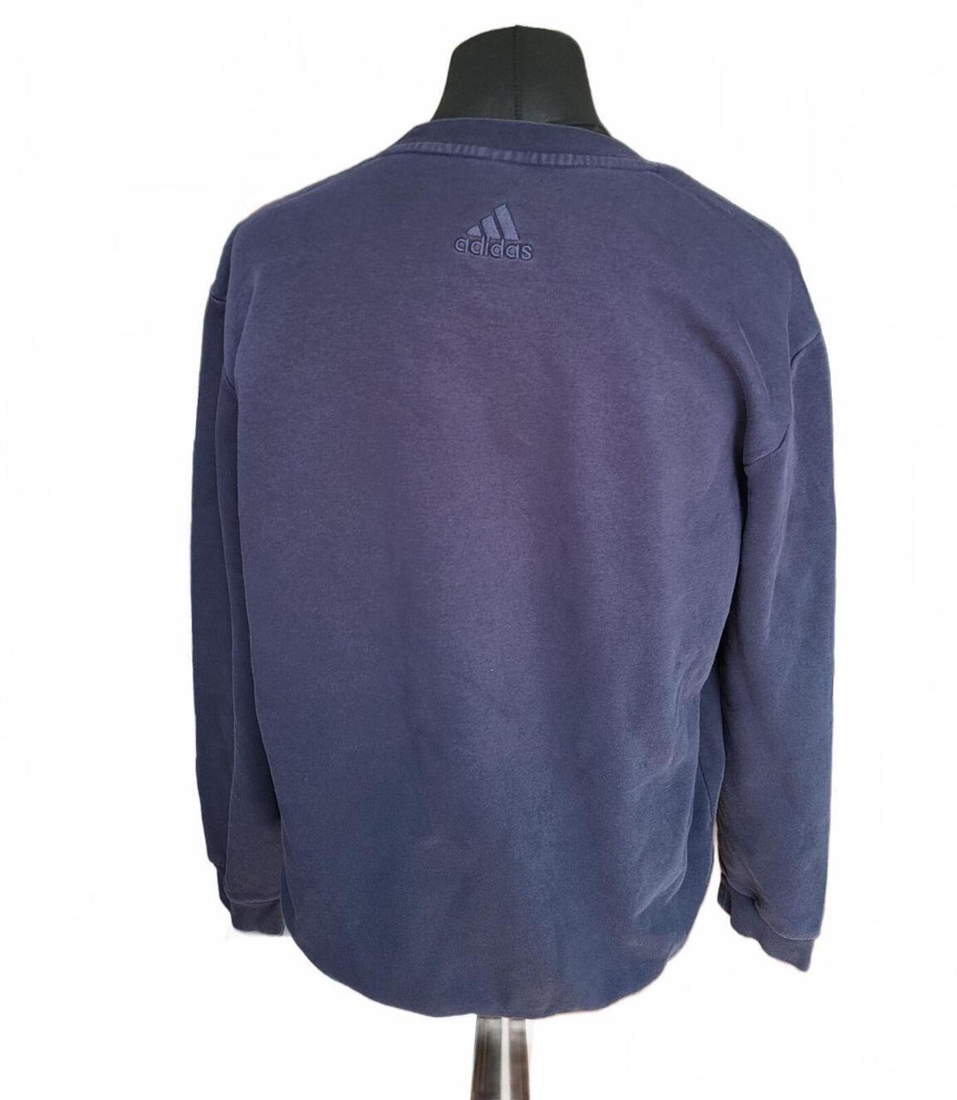 Adidas Navy Blue Crewneck Sweatshirt with Large Logo - Size Large