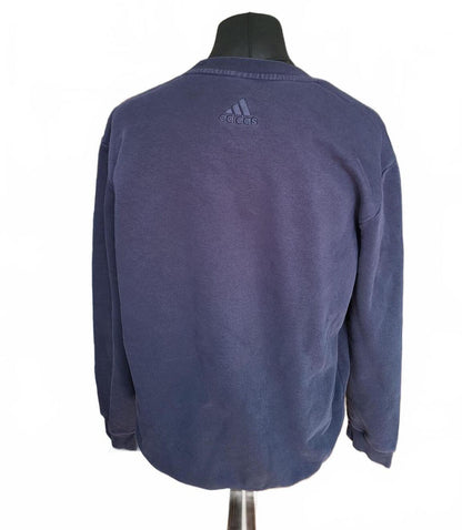 Adidas Navy Blue Crewneck Sweatshirt with Large Logo - Size Large