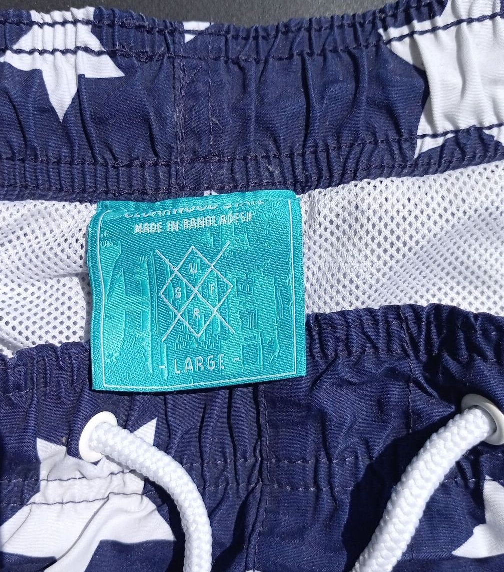 Quantico Surf Men’s Swim Shorts Stars Size L Drawstring Mesh Lining