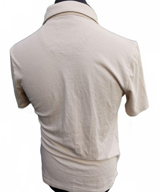 DKNY Polo Shirt – Beige with Yellow Trim – Size S – Smart Casual – Preloved