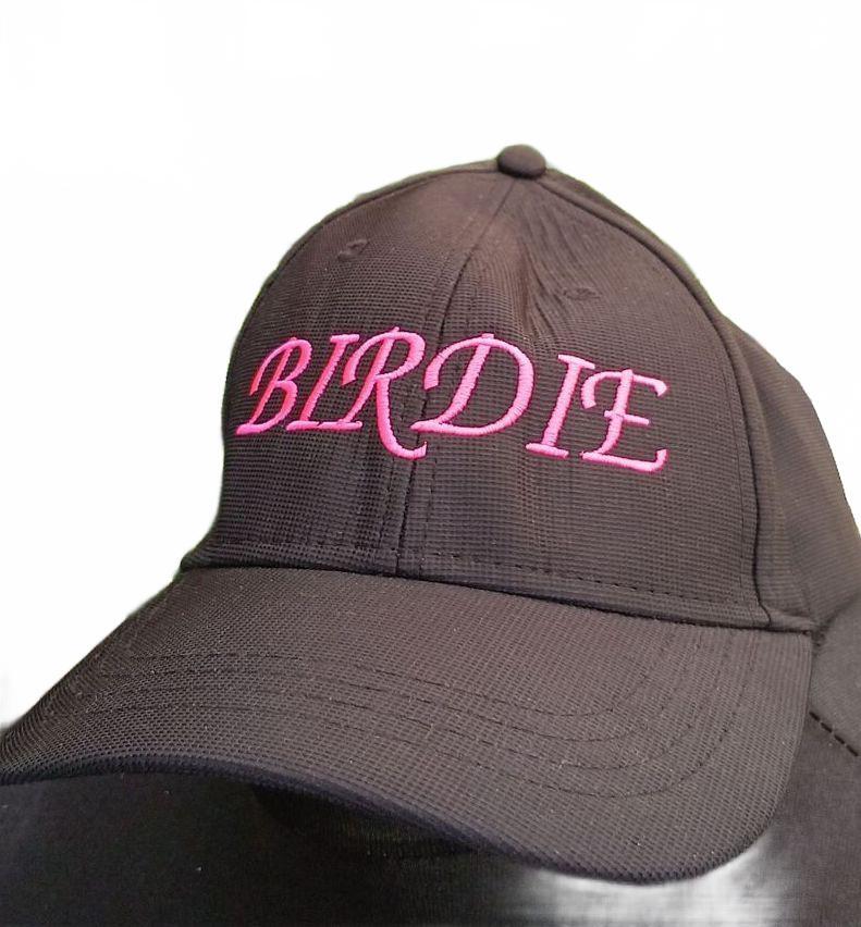 Top Hat BIRDIE Baseball Cap – Black/Pink Embroidery – Adjustable Golf Hat