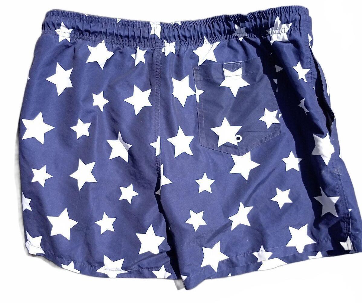 Quantico Surf Men’s Swim Shorts Stars Size L Drawstring Mesh Lining