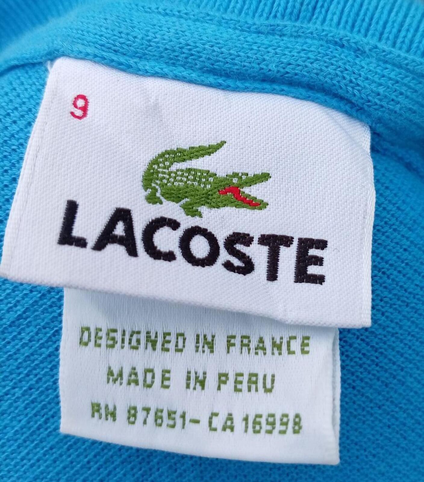 Lacoste Mens Polo Shirt 4XL Size 9 Turquoise Cyan Blue Classic Piqué Big & Tall