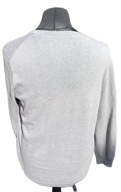Lyle & Scott Men’s Grey V‑Neck Jumper Large – Embroidered Eagle Logo