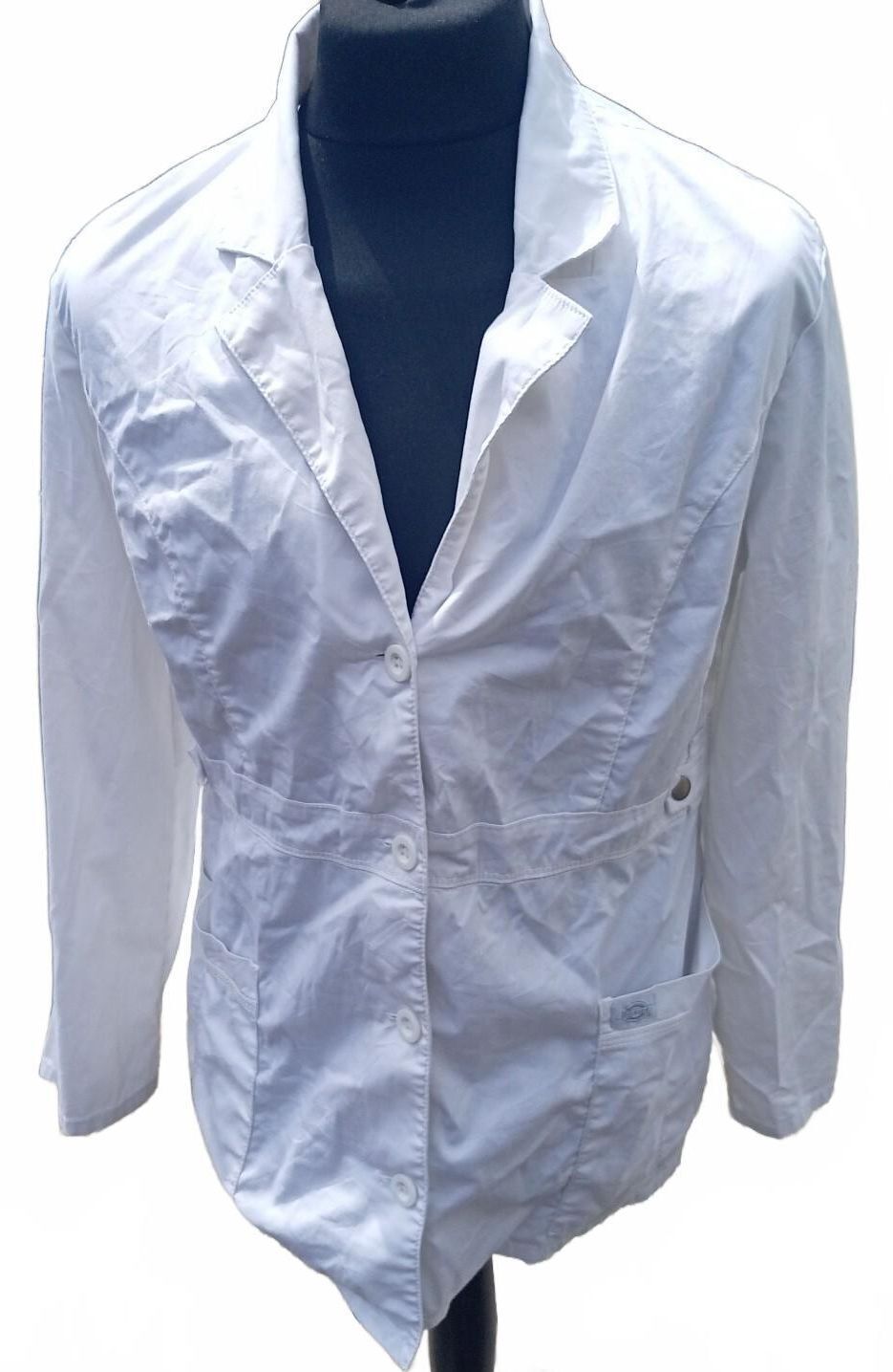 Dickies White Lab Coat Medical Scrub Jacket Blazer 3-Button Women's XL (23" P2P)