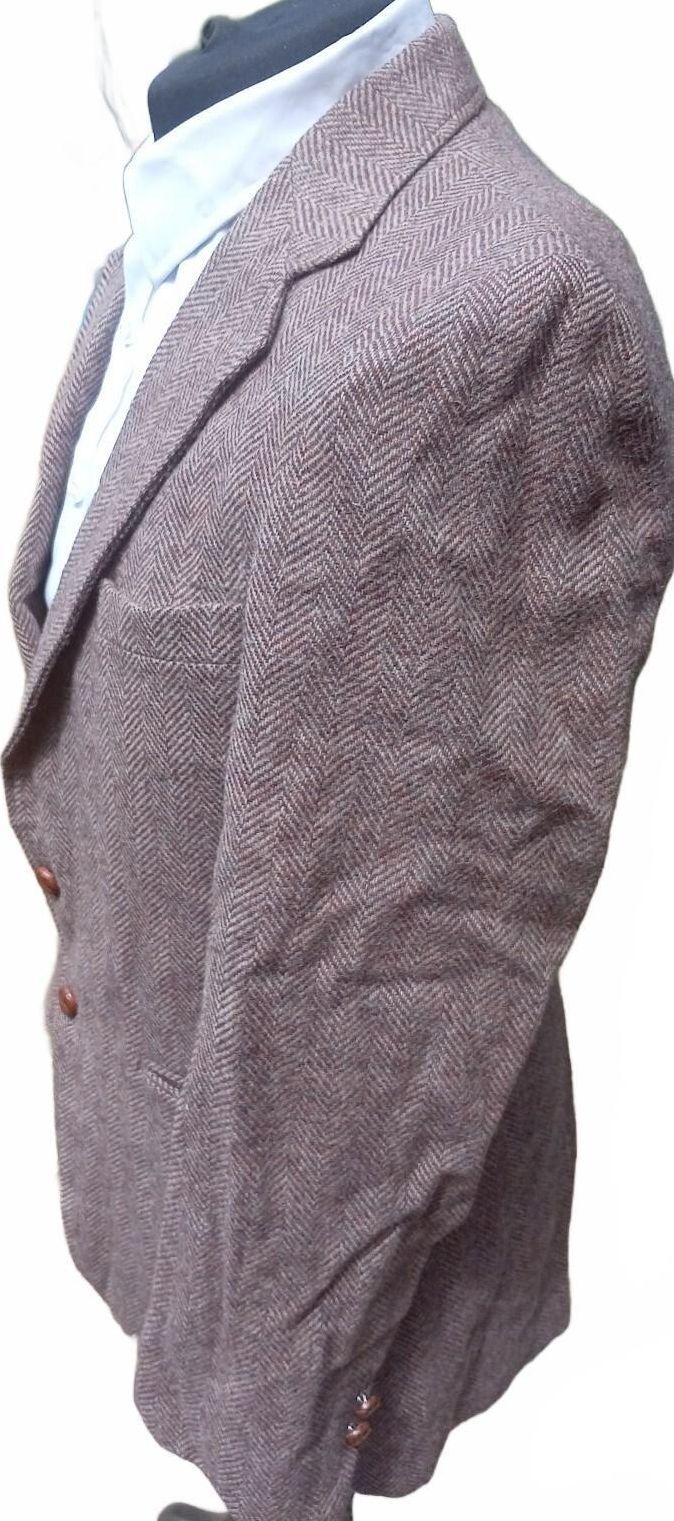 Vintage Levis Tailored Classics Tweed Blazer Jacket Brown Herringbone UK 40L 42R