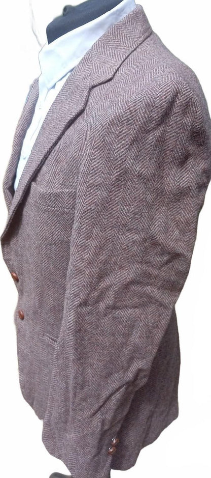 Vintage Levis Tailored Classics Tweed Blazer Jacket Brown Herringbone UK 40L 42R