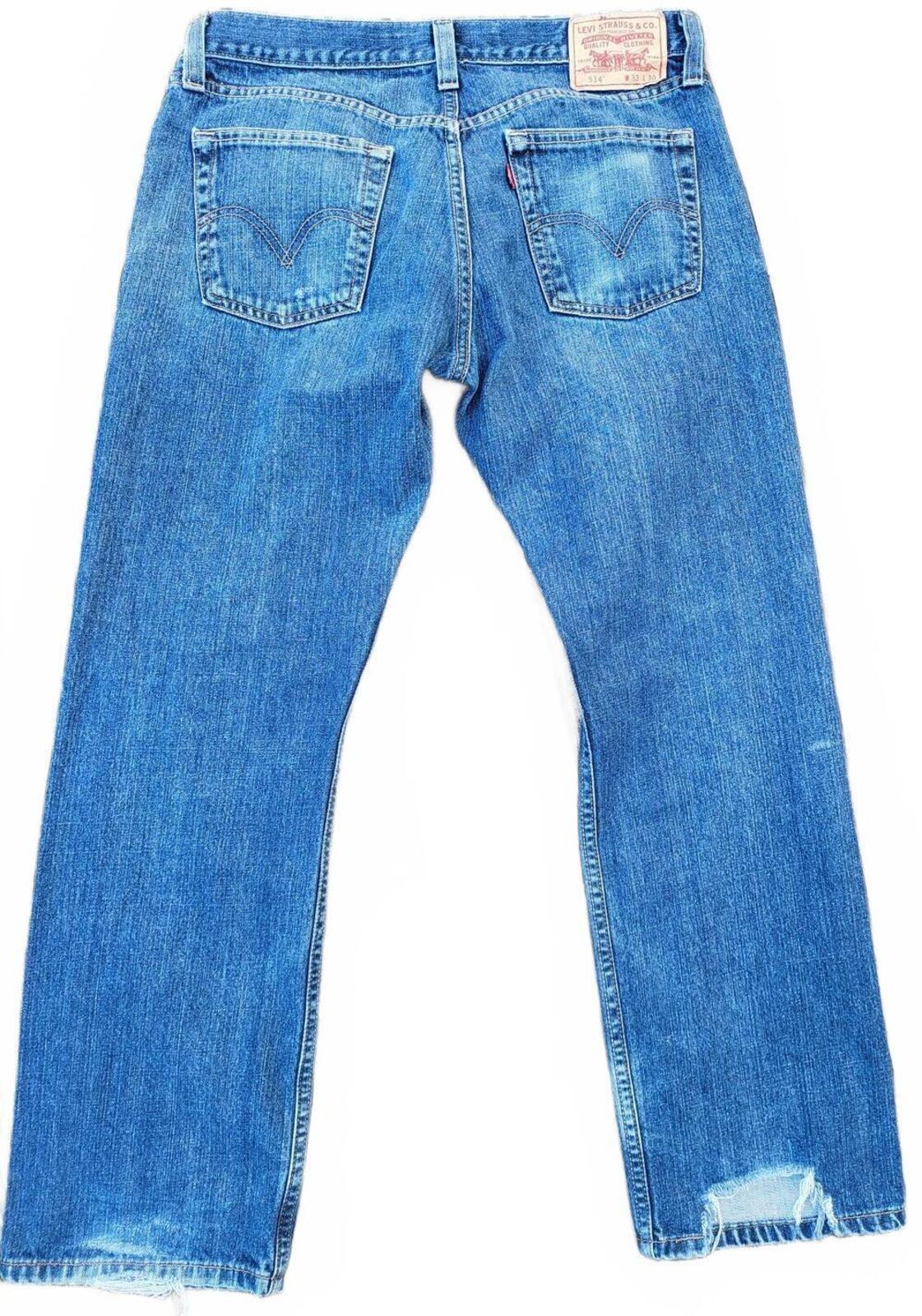 Levi’s 514 Straight Jeans W33 L30 – Blue Denim – couple of battle scars