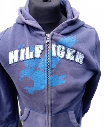 Tommy Hilfiger Navy Blue Zip-Up Hoodie Large 12-14 20" p2p