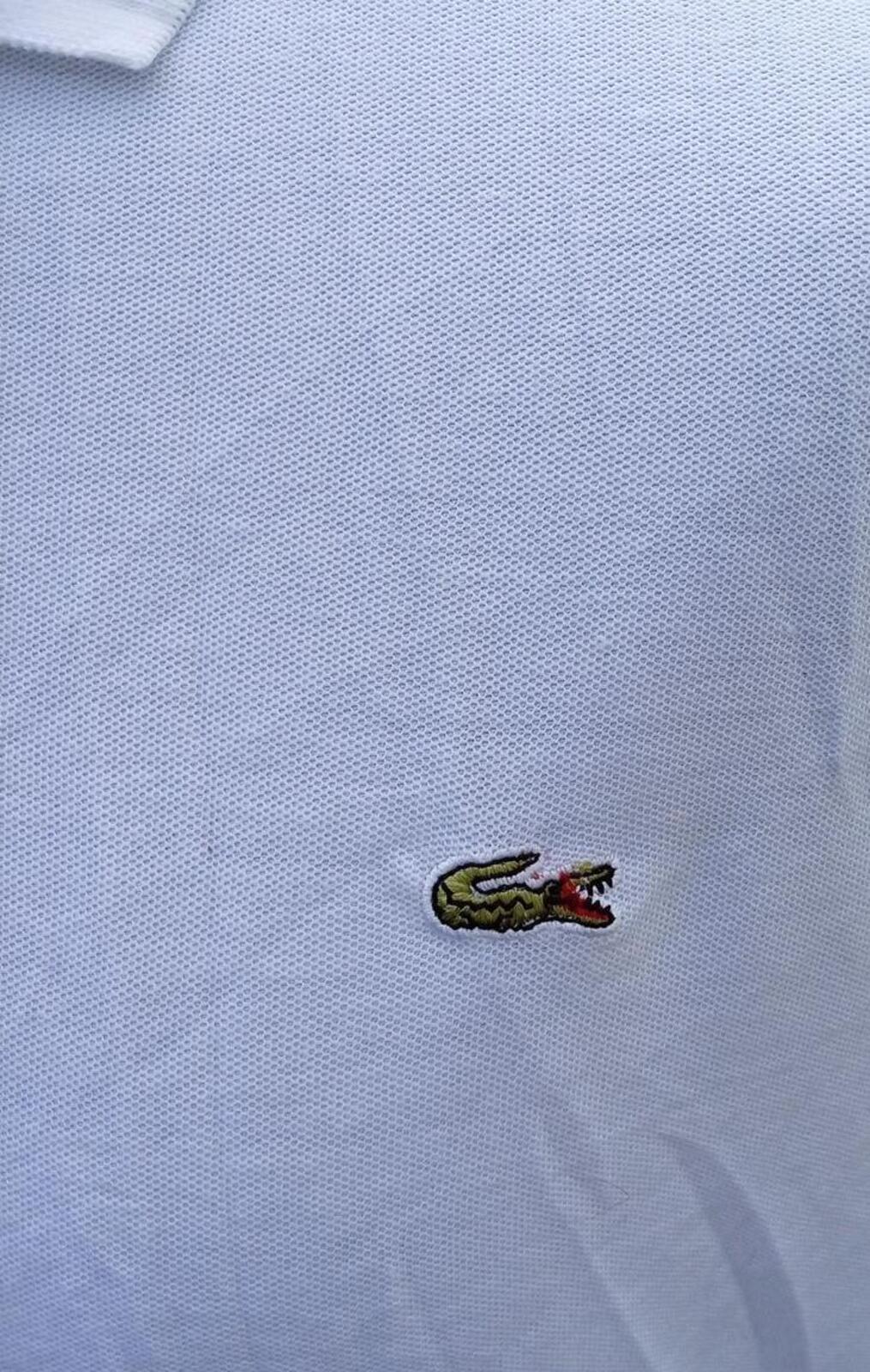 Lacoste Mens Polo Shirt XXL Size 7 White Green Croc Logo Classic Piqué