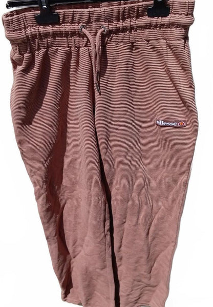 Ellesse Ribbed Joggers – Waist 28–36" – Pink – Logo – Excellent Condition