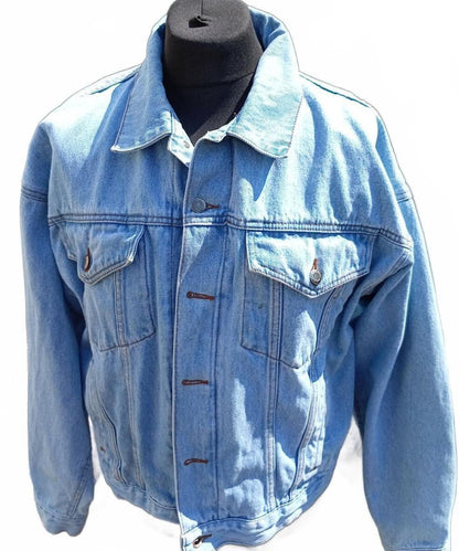Vintage Wrangler Hero Denim Trucker Jacket - Size Large (Oversized 25" P2P)