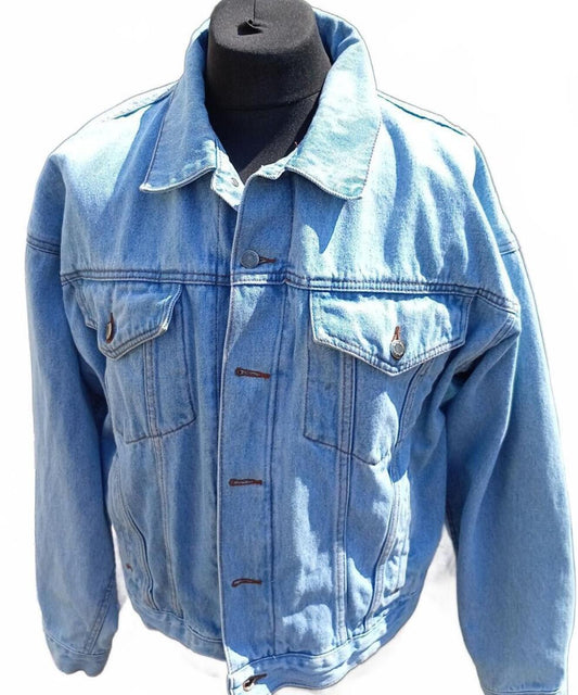 Vintage Wrangler Hero Denim Trucker Jacket - Size Large (Oversized 25" P2P)