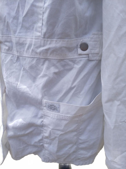 Dickies White Lab Coat Medical Scrub Jacket Blazer 3-Button Women's XL (23" P2P)
