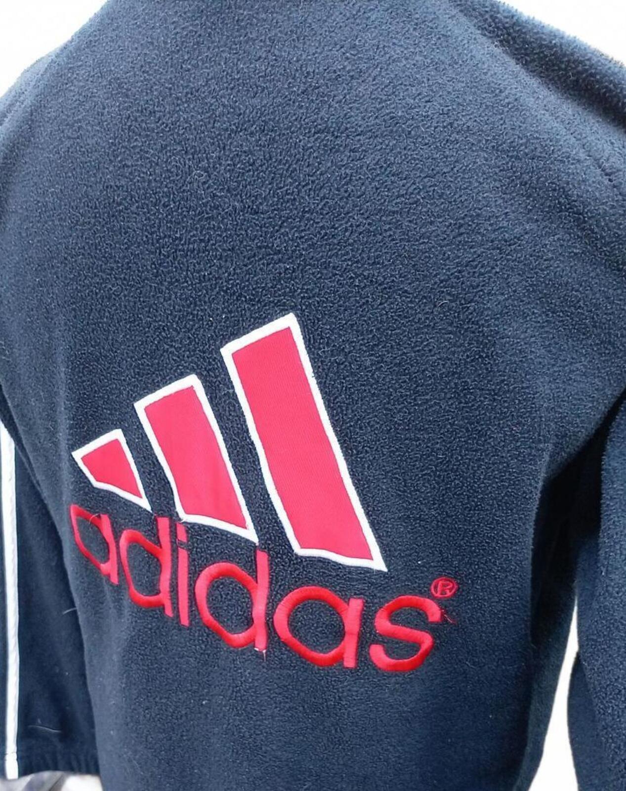 Vintage 90s Adidas Equipment EQT 1/4 Zip Fleece Jacket Navy Big Logo Men's L