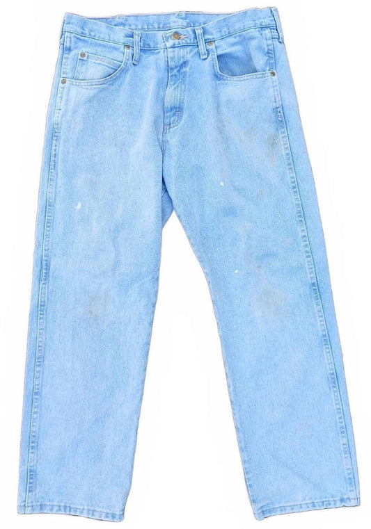 Wrangler Men's Workwear Jeans Light Wash Distressed Skate DIY Denim W34 L30