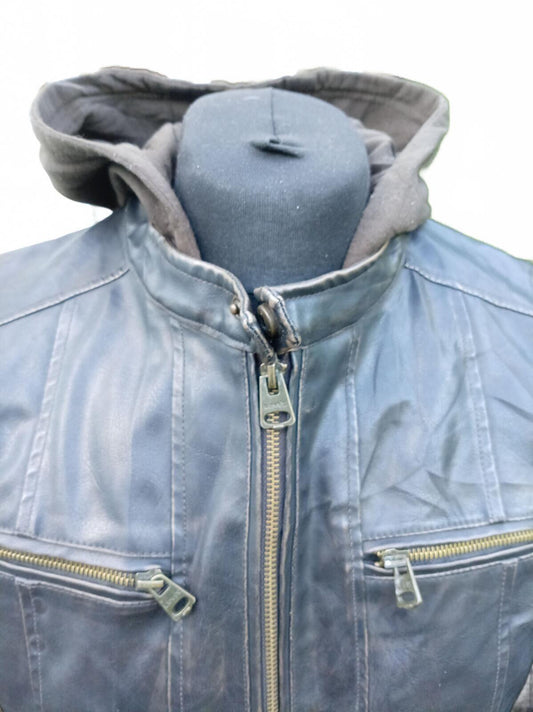 Levi's Men's Faux Leather Sherpa Lined Jacket Built-In Hood Dark Brown Size S