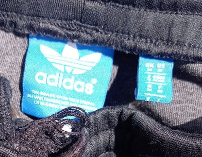 Adidas Black Track Pants with White Stripes and Logo Medium