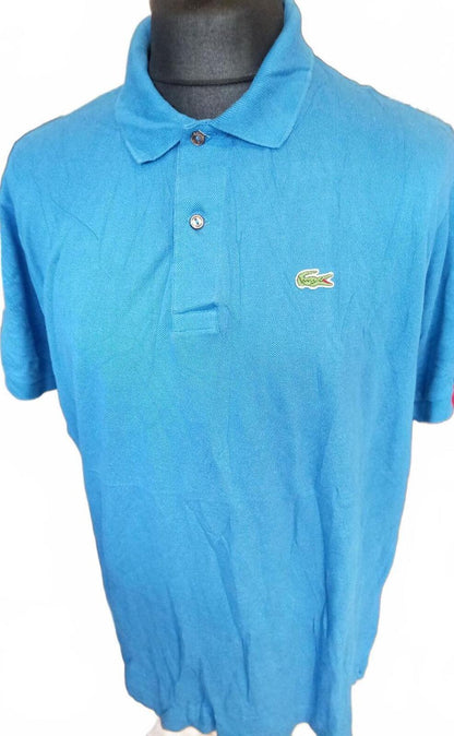 Lacoste Blue Short Sleeve Polo Shirt with Crocodile Logo - Size 7 XXL