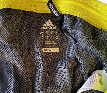 adidas Men’s Medium Grey Gym Shorts - Yellow Accents - Good Condition