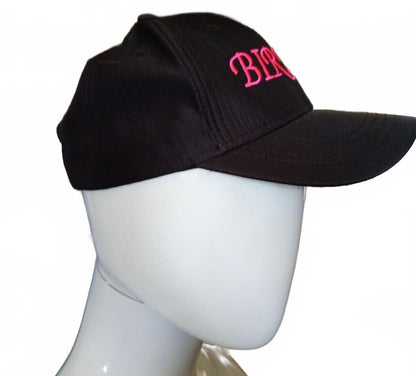 Top Hat BIRDIE Baseball Cap – Black/Pink Embroidery – Adjustable Golf Hat