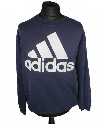 Adidas Navy Blue Crewneck Sweatshirt with Large Logo - Size Large