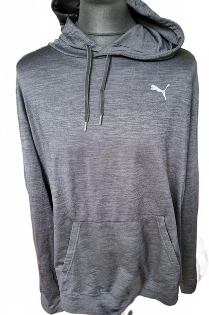 Puma Grey Lightweight Hoodie with Drawstring Hood and Front Pocket
