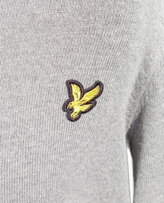 Lyle & Scott Men’s Grey V‑Neck Jumper Large – Embroidered Eagle Logo