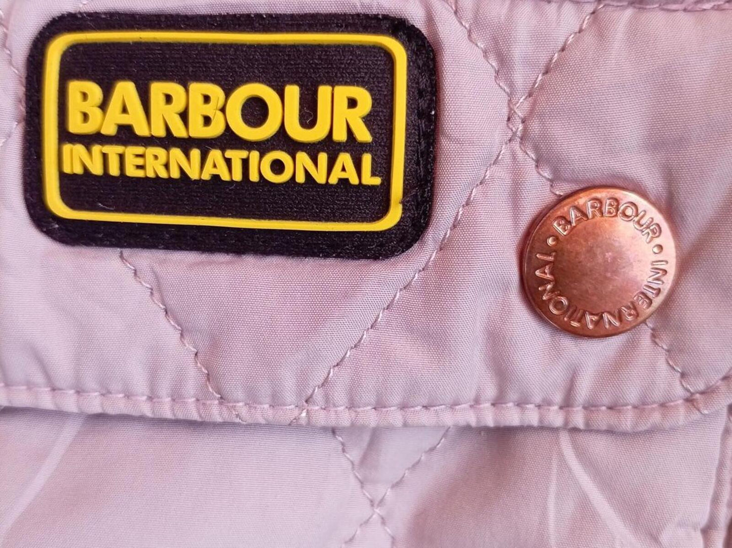 Barbour International Women's Quilted Jacket Lilac Hooded UK 12 (18" Pit to Pit)